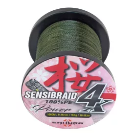   Sakura Sensibraid 4 geflochtene Schnur - GREEN 1000 M - 0.50 mm / 60Kg / 132Lbs