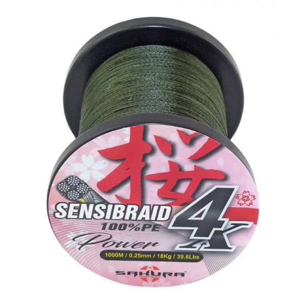Sakura Sensibraid 4 geflochtene Schnur - GREEN 1000 M - 0.50 mm / 60Kg / 132Lbs