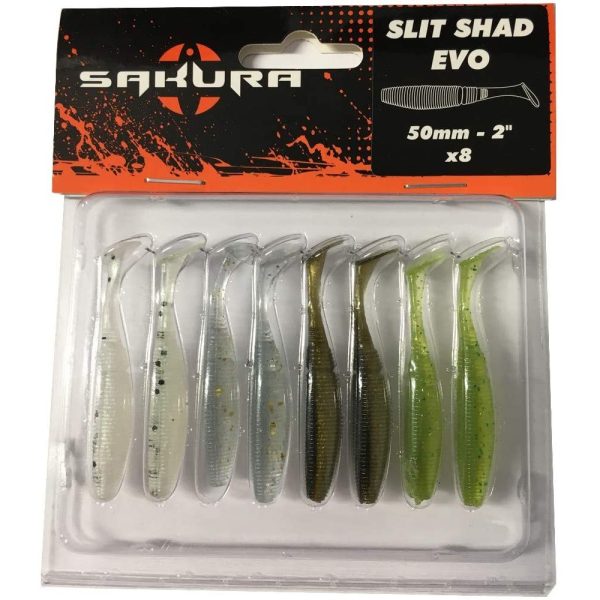 Sakura SLIT SHAD EVO 50 Gummifisch Color Mix 50mm - 8 Stk.