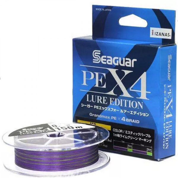 Seaguar PE X4 Lure Edition UL Lila 0,074mm 150m Geflochtene Hauptschnur