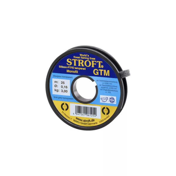 Stroft GTM Blaugrau Transparent 0,16mm 25m Monofile Vorfachschnur