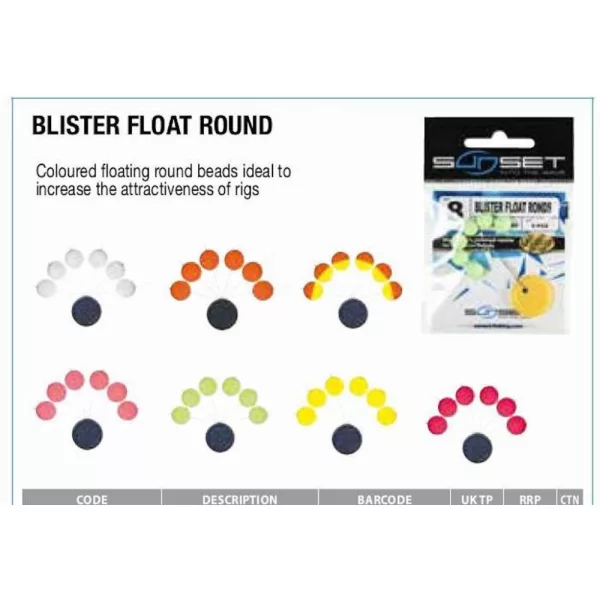 Sunset - BLISTER FLOAT ROUND PHOSPHO PINK 8mm - Stopper