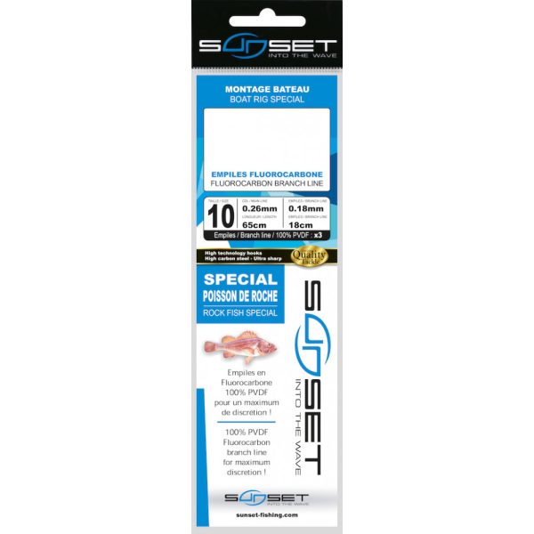 Sunset - BDL BOAT RS COMPETITION SPECIAL POISSON DE ROCHE / FLUORO 3X18 N8 - Vorfach - Meeresvorfach