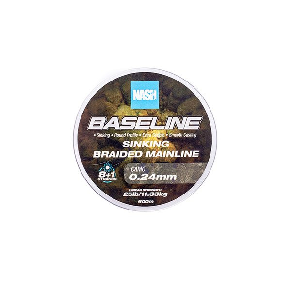 Nash Baseline Sinking Camo 0.24mm 600m Geflochtene Hauptschnur