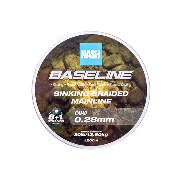 Nash Baseline Sinking Camo 0.28mm 1200m Geflochtene Hauptschnur