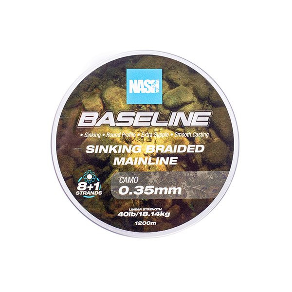 Nash Baseline Sinking Camo 0.35mm 1200m Geflochtene Hauptschnur