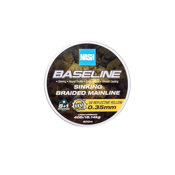 Nash Baseline Sinking UV Yellow 0.35mm 600m Geflochtene Hauptschnur