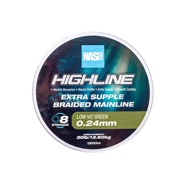 Nash Highline Grün 0,24mm 1200m Geflochtene Hauptschnur