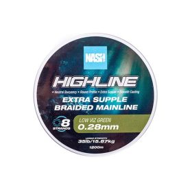   Nash Highline Extra Supple Low Víz Grün 0.28mm 1200m Geflochtene Hauptschnur