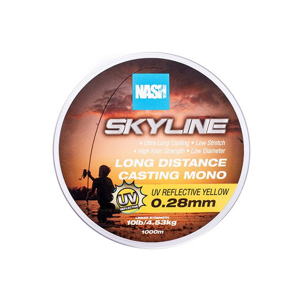 Nash Skyline Mono UV Gelb 0,28mm 1000m Monofile Hauptschnur
