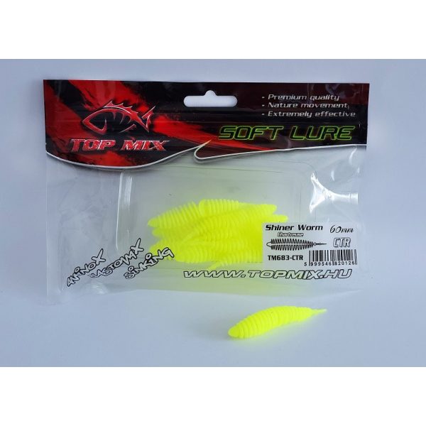 Top Mix Shiner Worm Chartreuse 6,0cm Plastik-Raupenköder 10Stk
