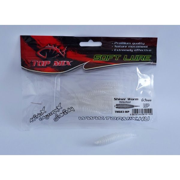 Top Mix Shiner Worm White Pearl 6,0cm Kunststoff-Wurmköder 10Stk
