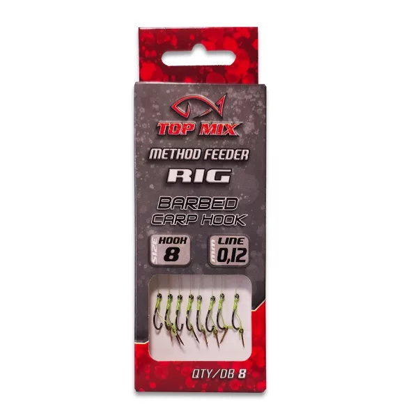 Top Mix Method Feeder Rig 8 Öhr, Widerhaken Vorgebundener Haken mit Köderdorn 8 Stk.