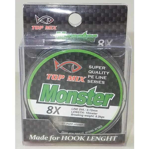 Top Mix X8 Monster 0,12mm 10m Geflochtene Vorfachschnur