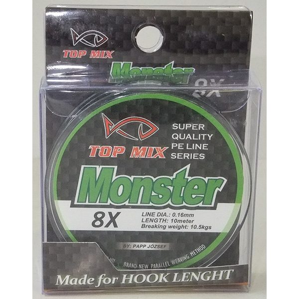 Top Mix X8 Monster 0,16mm 10m Geflochtene Vorfachschnur