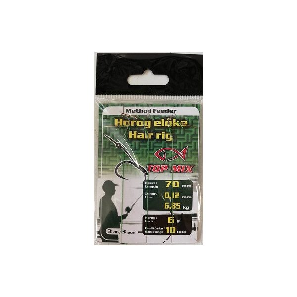 Top Mix Method Feeder 6 Geflochtener, vorgebundener Haken mit Öse und Widerhaken, mit Köderspike 3db