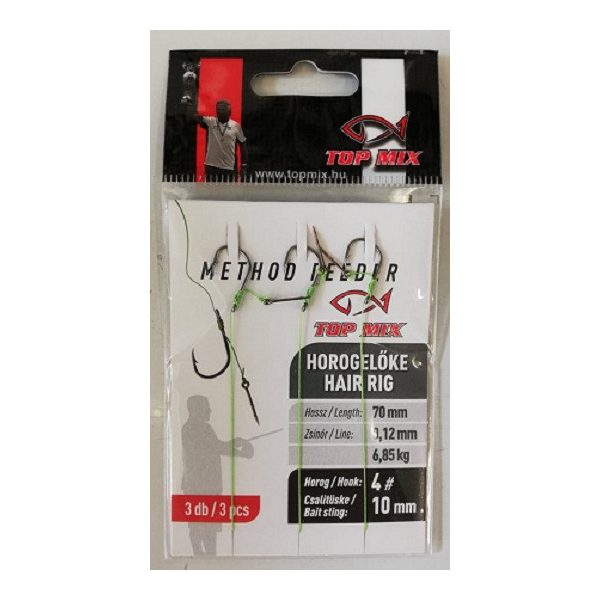 Top Mix Method Feeder 4 Geflochtener, vorgebundener Haken mit Öse und Widerhaken, mit Köderspike 3db