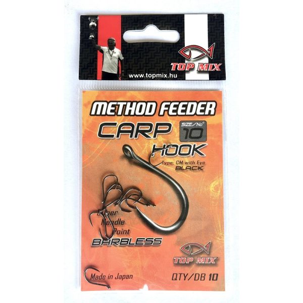 Top Mix Method Feeder Carp 10 geöhrte, widerhakenlose Karpfenhaken 10 Stk.