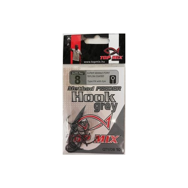 Top Mix Schwarz Method Feeder 8 Karpfenhaken mit Öhr, mit Widerhaken 10 Stk.