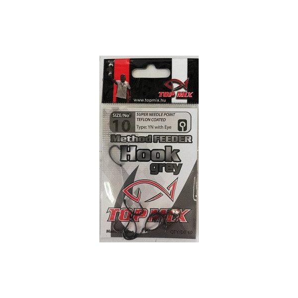 Top Mix Schwarz Method Feeder 10 Karpfenhaken mit Öhr, mit Widerhaken 10 Stk.