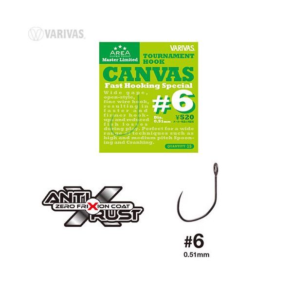 Varivas Super Trout Area Tournament Canvas #6 Fast Hooking Special Widerhakenloser Haken 15 Stück