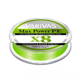   Varivas Max Power PE X8 150m #0,8 16,7lb 0,148mm Lime Green Fluo Geflochtene Hauptschnur