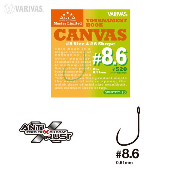 Varivas Super Trout Area Tournament Canvas #8,6 Fast Hooking Special Widerhakenloser Haken 15 Stück