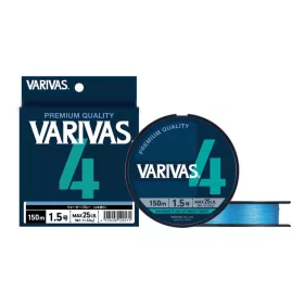   Varivas PE 4 Blue Edition 150m #1,5 0,205mm 25lb Water Blue Geflochtene Hauptschnur