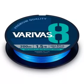   Varivas PE 8 Blue Edition 150m #1,0 0,165mm 20lb Fluo Ocean Blue Geflochtene Hauptschnur
