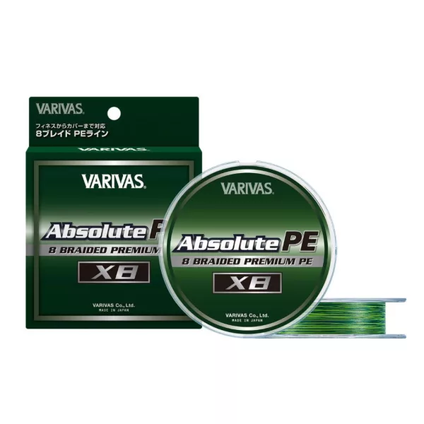 Varivas Absolute Premium PE X8 150m #1,0 0,165mm 20lb Marking Green Geflochtene Hauptschnur