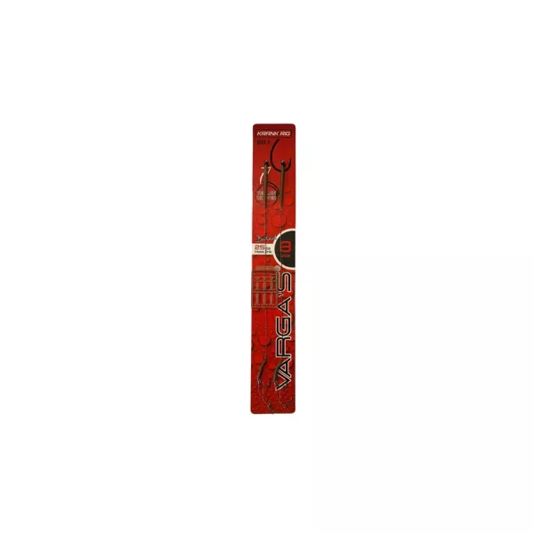 Vargas Krank Rig SR.2 mit 8 Ösen, mit Widerhaken, geflochtener 20cm vorgebundener Haken 2 Stk.