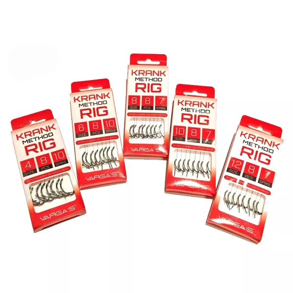 Krank Method Rig 8 Füles, Szakállas Előkötött Horog 7mm Csalitüskével 8db
