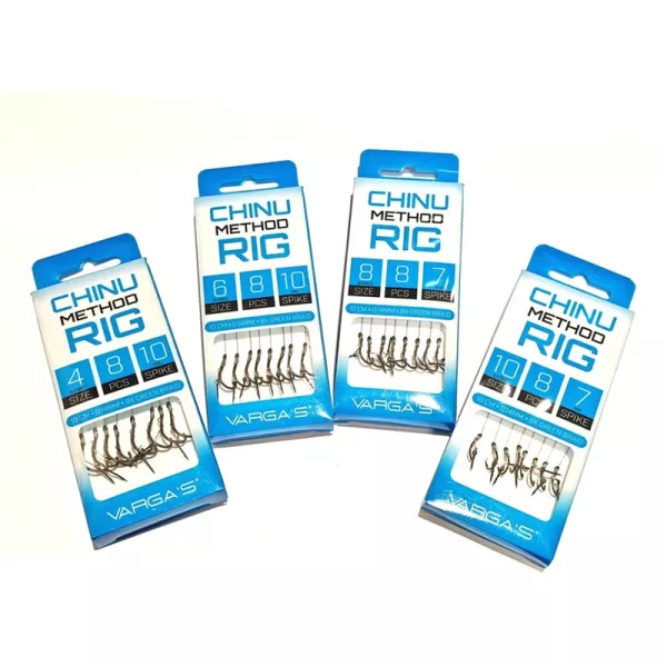 Vargas Chinu Method Rig 8 Füles, Szakállas Előkötött Horog 7mm Csalitüskével 8db