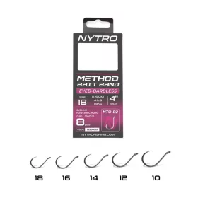   Nytro NTO-B2 18 0,15mm 10cm Vorgebundener Haken mit Öhr, widerhakenlos, mit Köderring 8 Stück