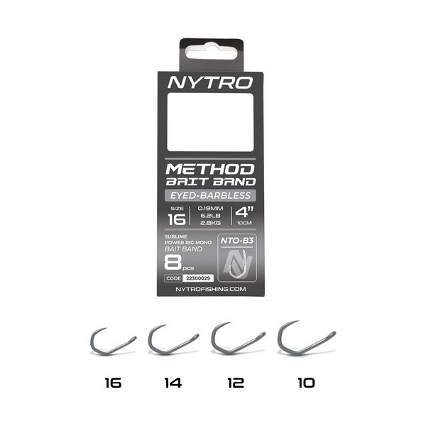 Nytro NTO-B3 12 0,23mm 10cm Vorgebundener Haken mit Öhr, widerhakenlos, mit Köderdorn 8 Stück