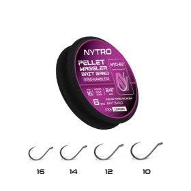   Nytro NTO-B2 Pellet Waggler 12 0,21mm 61cm Vorgebundener geöhrter, widerhakenloser Haken mit Köderring 8 Stück