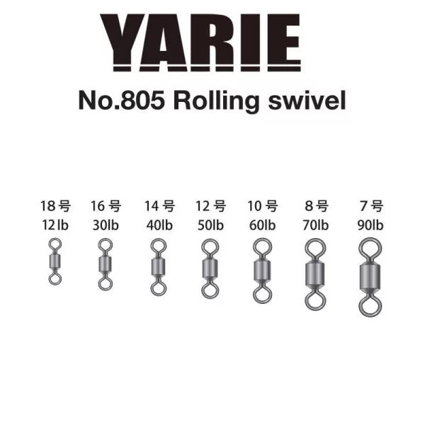 Yarie 805 Rolling Swivel Black 90lb 7 Wirbel 15db