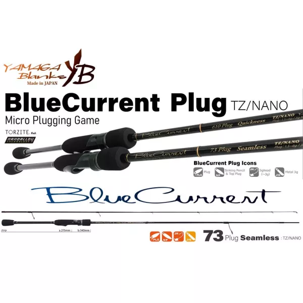 Yamaga Blanks Blue Current 73Plug Seamless TZ-Nano 2,22m 1,5-6gr 2-teilige Spinnrute