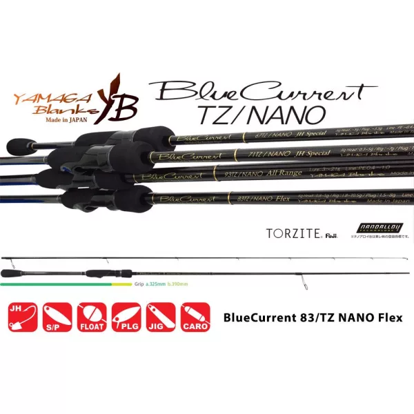 Yamaga Blanks Blue Current 83TZ Nano Flex 2,52m 1,5-8gr 2-teilige Spinnrute