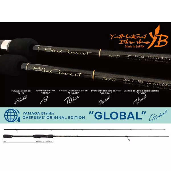 Yamaga Blanks Blue Current 74TZ Nano Global 2,240m 2-18gr 2-teilige Spinnrute
