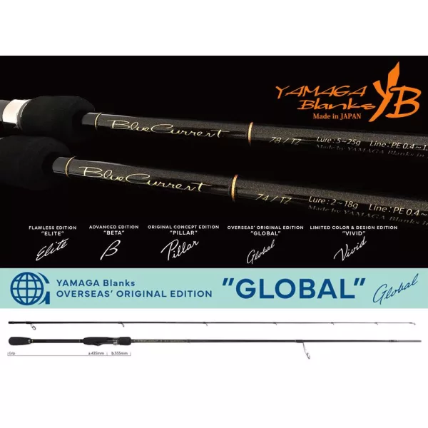 Yamaga Blanks Blue Current 78TZ Nano Global 2,345m 5-25gr 2-teilige Spinnrute