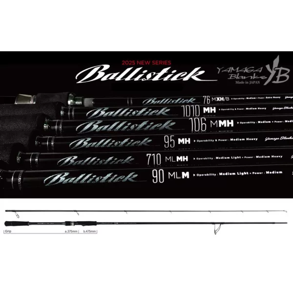 Yamaga Blanks Ballistick 95MH 2,876m 8-50gr Fuji Sic K Titanium 2-teilige Spinnrute