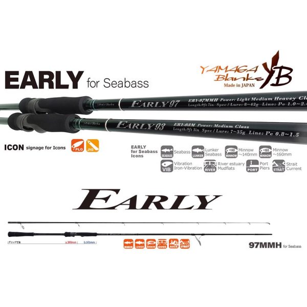 Yamaga Blanks Early Seabass 97MMH 2,92m 8-42gr 2-teilige Spinnrute