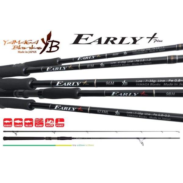Yamaga Blanks Early+ 98H 2,93m 18-60gr 2-teilige Spinnrute