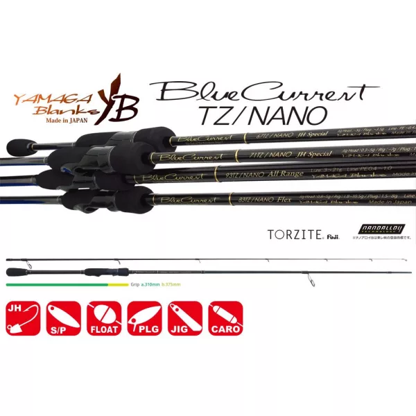 Yamaga Blanks Blue Current 85TZ Nano 2,57m 3-21gr 2-teilige Spinnrute
