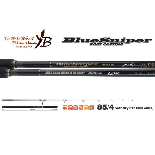 Yamaga Blanks Blue Sniper 85/4 Canary 2,57m 25-100gr 2-teilige Spinnrute