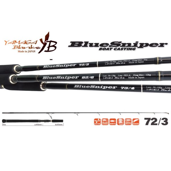 Yamaga Blanks Blue Sniper 72/3 2,21m 30-60gr 2-teilige Spinnrute