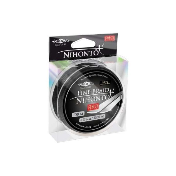 Mikado Nihonto Fine 0,12mm 15m Schwarz Geflochtene Vorfachschnur