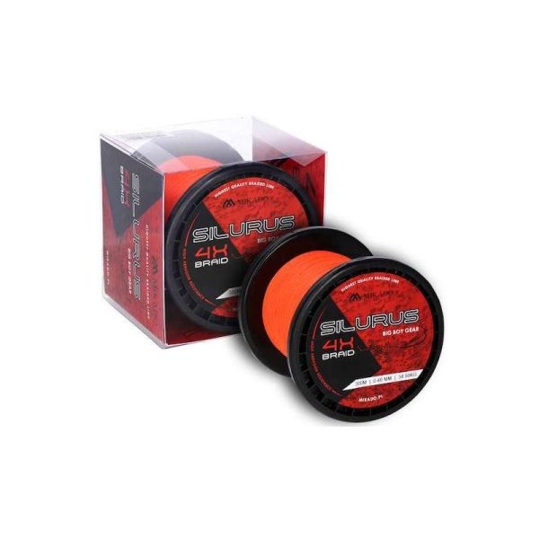 Mikado Silurus Fluo Orange 0,35mm 300m Geflochtene Hauptschnur